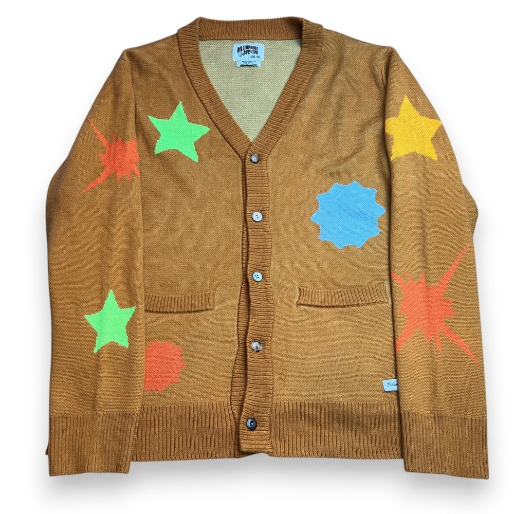 Billionaire Boys Club Shooting Star Wool Blend Cardigan Men XXL Brown Streetwear